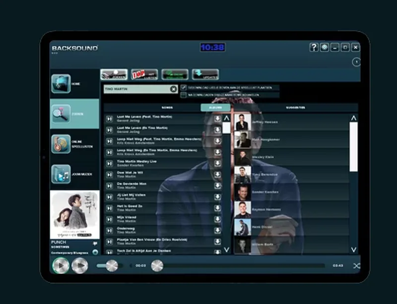 De Backsound-speler op de muziekcomputer